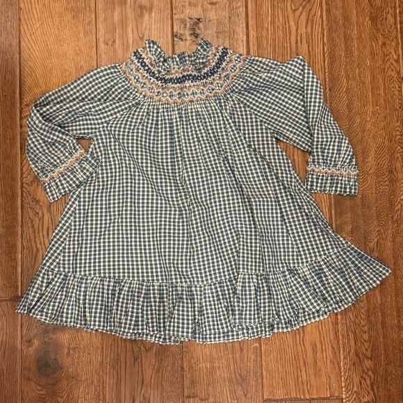Other - Doen - Long Sleeve Smocked, Blue, Plaid Dress - Size 2T
